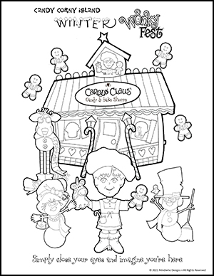 Free Coloring Artwork from Candy Corny Island Carole Claus Candy and Bake Shoppe