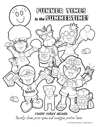 Coloring Art of Candy Corny Island Funner Times in the Summertime by Mindiwho Designs