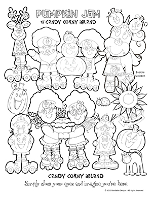 Free Coloring Artwork from Candy Corny Island and Welcome to Pumpkin Jam!